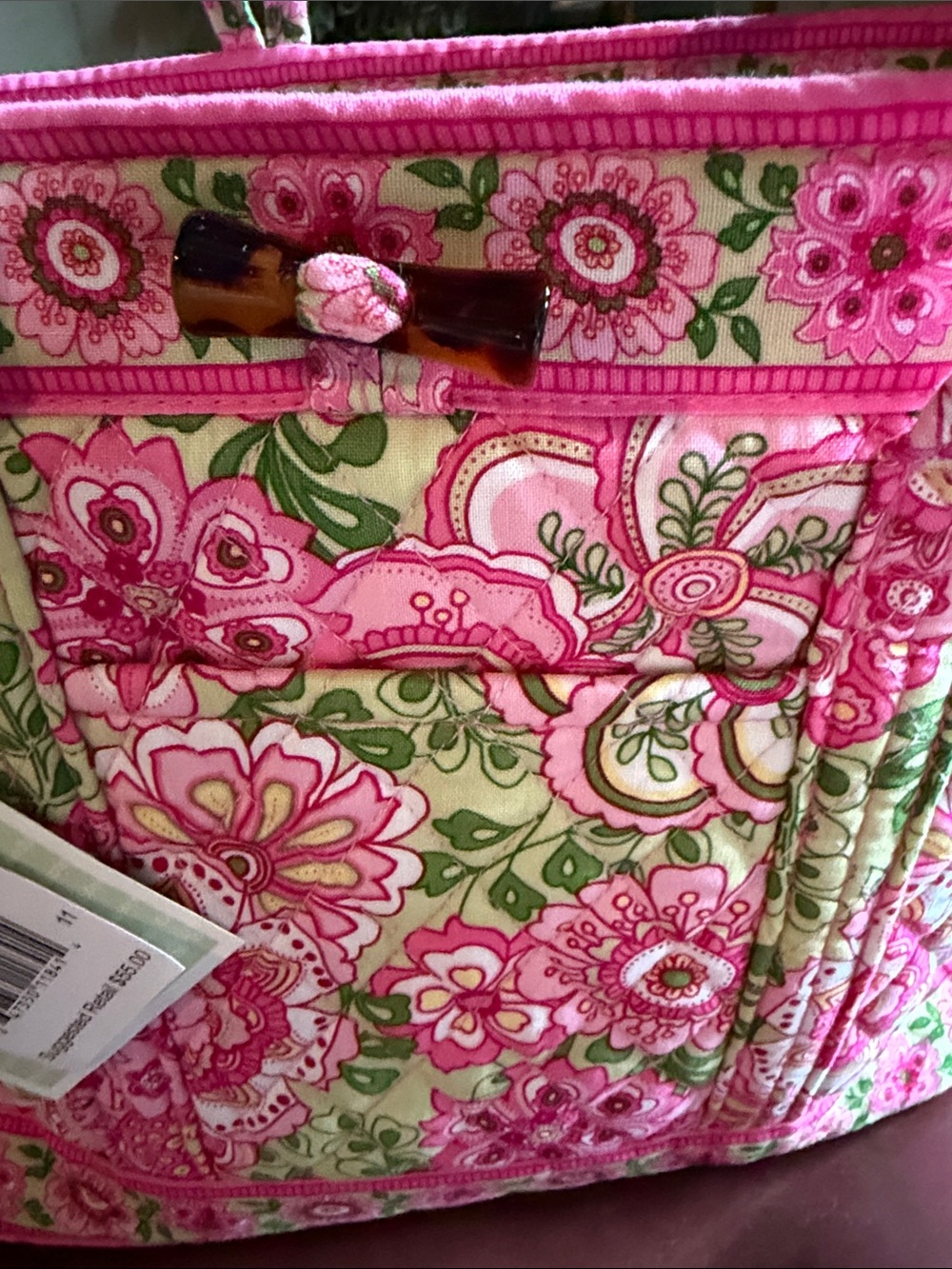 Vera Bradley Pink & Green Floral Quilted Tote - Picture 3 of 5